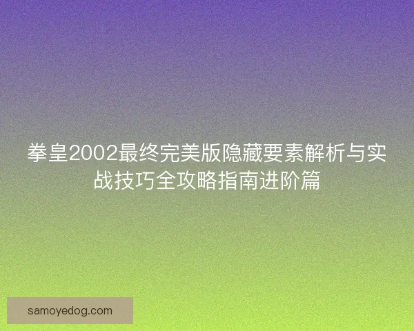 拳皇2002最终完美版隐藏要素解析与实战技巧全攻略指南进阶篇