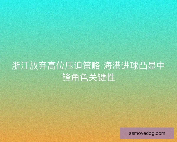 浙江放弃高位压迫策略 海港进球凸显中锋角色关键性